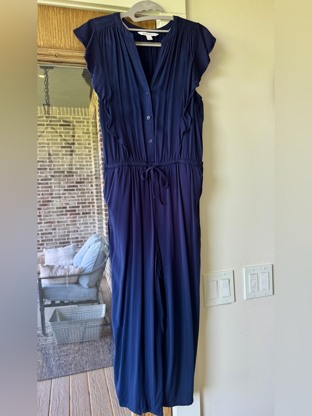 POPSUGAR Navy Rayon One Piece Jumpsuit